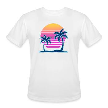 Neon Palm Sunset Island - Men's Moisture Wicking Performance T-Shirt - white - Front - Jackson (183cm)