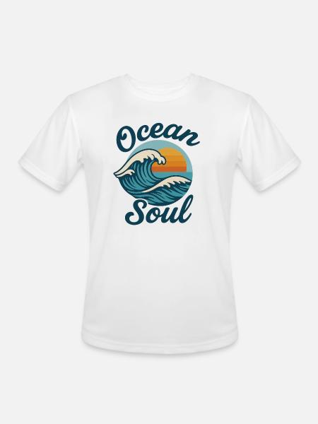 Ocean Soul Waves Sunset - Men's Moisture Wicking Performance T-Shirt - white
