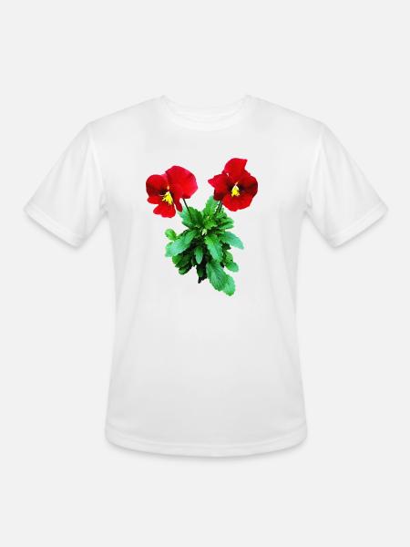Red Pansy Duo - Men's Moisture Wicking Performance T-Shirt - white