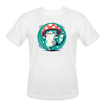 Whimsy Mushroom Hat Cat - Men's Moisture Wicking Performance T-Shirt - white - Front - Jackson (183cm)