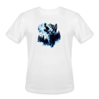 Wolf Howling at the Moon - Men's Moisture Wicking Performance T-Shirt - white - Front - Jackson (183cm)