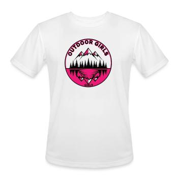 Pink Mountain Outdoor Girls Logo - Men's Moisture Wicking Performance T-Shirt - white - Front - Jackson (183cm)