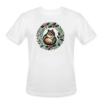 Chipmunk in Holly Wreath - Men's Moisture Wicking Performance T-Shirt - white - Front - Jackson (183cm)