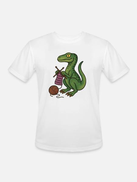 Knit Dino Cozy Green Reptile - Men's Moisture Wicking Performance T-Shirt - white