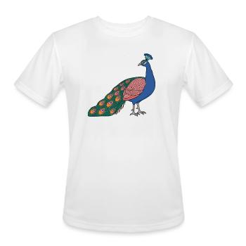 Vivid Peacock Artwork - Men's Moisture Wicking Performance T-Shirt - white - Front - Jackson (183cm)