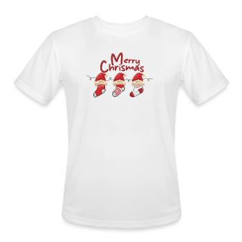 Merry Christmas Sock Trio - Men's Moisture Wicking Performance T-Shirt - white - Front - Jackson (183cm)