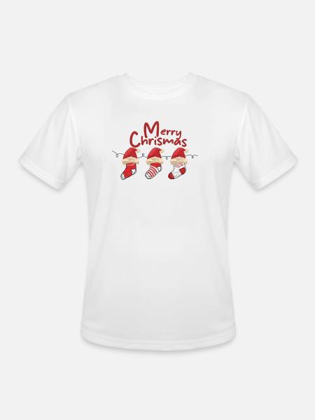 Merry Christmas Sock Trio - Men's Moisture Wicking Performance T-Shirt - white