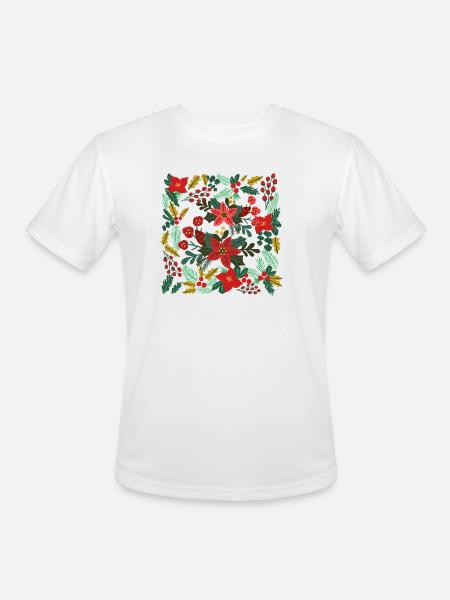 Boho Floral Christmas - Men's Moisture Wicking Performance T-Shirt - white