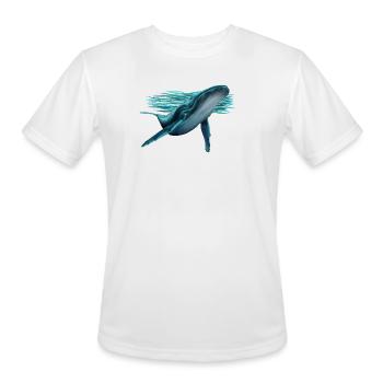 Azure Whale in Ocean Brushstroke - Men's Moisture Wicking Performance T-Shirt - white - Front - Jackson (183cm)