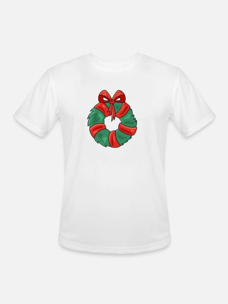 New Year Wreath - Men's Moisture Wicking Performance T-Shirt - white