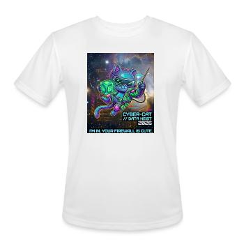 Cyber Cat Hacker Data Heist 2026 Funny Tech Art - Men's Moisture Wicking Performance T-Shirt - white - Front - Jackson (183cm)