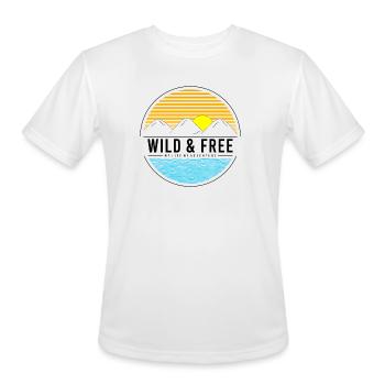 Striped Sunset Over Mountain Lake - Men's Moisture Wicking Performance T-Shirt - white - Front - Jackson (183cm)