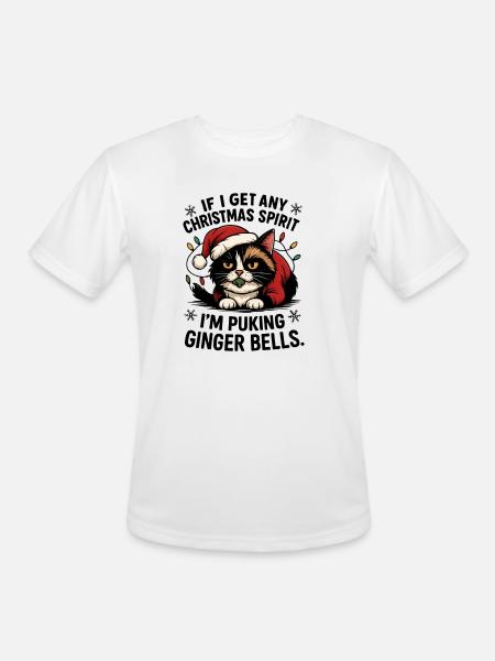 Grumpy Cat in Santa Hat - Men's Moisture Wicking Performance T-Shirt - white