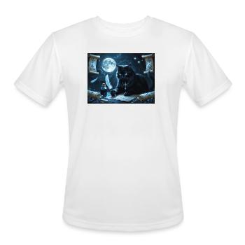 Moonlit Cat Scribe - Men's Moisture Wicking Performance T-Shirt - white - Front - Jackson (183cm)