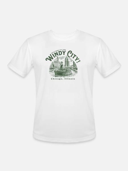 Windy City Skyboat Silhouette - Men's Moisture Wicking Performance T-Shirt - white