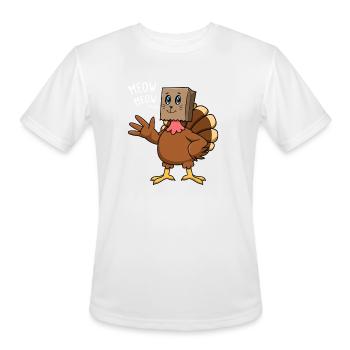 Turkey Disguise Cat Mask Funny Tee Design - Men's Moisture Wicking Performance T-Shirt - white - Front - Jackson (183cm)