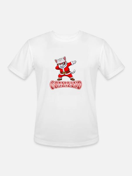 Dabbing Santa Cat Command - Men's Moisture Wicking Performance T-Shirt - white