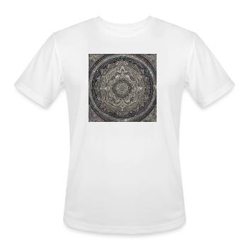 Shadow Mandala Ring with Teal Accents - Men's Moisture Wicking Performance T-Shirt - white - Front - Jackson (183cm)