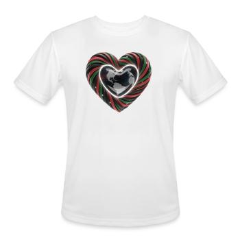Pan African Flag Heart - Men's Moisture Wicking Performance T-Shirt - white - Front - Jackson (183cm)