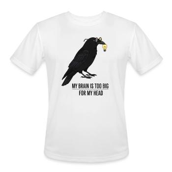 My Brain is Too Big - Intelligent Crow Gift - Men's Moisture Wicking Performance T-Shirt - white - Front - Jackson (183cm)