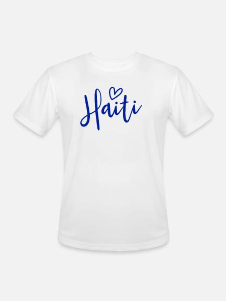 Haiti Heart Women's Love Haiti - Men's Moisture Wicking Performance T-Shirt - white