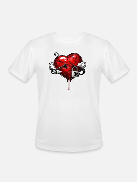 Scarred Heart with Lock - Men's Moisture Wicking Performance T-Shirt - white