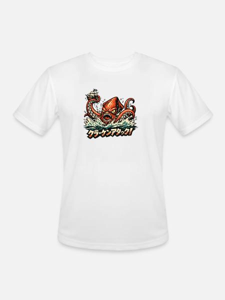 Kraken Attack - Men's Moisture Wicking Performance T-Shirt - white