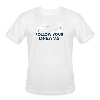 Follow Your Dreams Paper Airplane Adventure - Men's Moisture Wicking Performance T-Shirt - white - Front - Jackson (183cm)