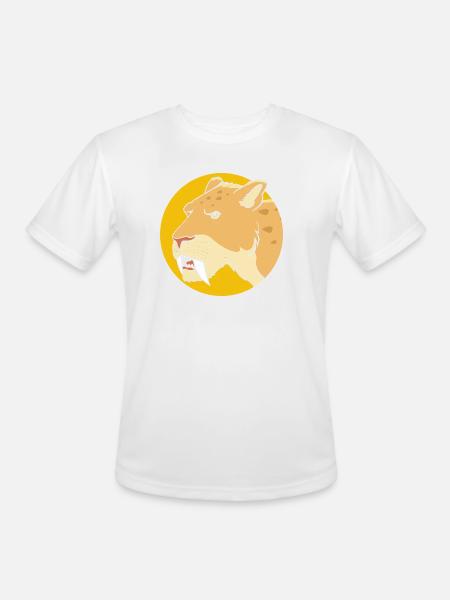 Sabertooth Tiger Prehistoric Smilodon - Men's Moisture Wicking Performance T-Shirt - white