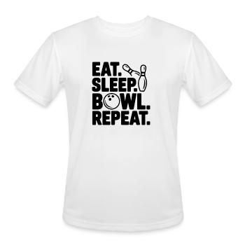 Eat. Sleep. Bowl. Repeat. - Men's Moisture Wicking Performance T-Shirt - white - Front - Jackson (183cm)