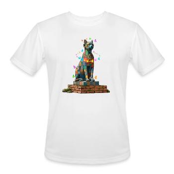 Colorful Mosaic Bastet Statue with Butterflies - Men's Moisture Wicking Performance T-Shirt - white - Front - Jackson (183cm)