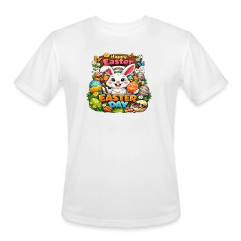 Cute Easter Bunny With Colorful Eggs. - Men's Moisture Wicking Performance T-Shirt - white - Front - Jackson (183cm)