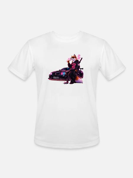 Neon Fox Racer - Men's Moisture Wicking Performance T-Shirt - white