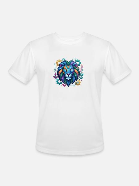 Vivid Circuit Lion Tech Art - Men's Moisture Wicking Performance T-Shirt - white