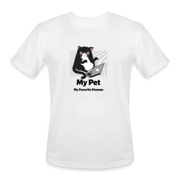 Code Cat with Zebra Stripes - Men's Moisture Wicking Performance T-Shirt - white - Front - Jackson (183cm)