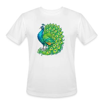 Vivid Peacock Cascade - Men's Moisture Wicking Performance T-Shirt - white - Front - Jackson (183cm)