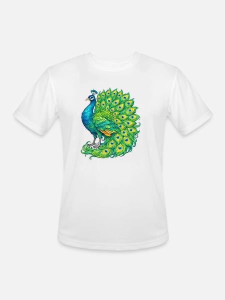 Vivid Peacock Cascade - Men's Moisture Wicking Performance T-Shirt - white