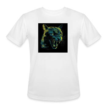 Neon Halftone Cat Roar - Men's Moisture Wicking Performance T-Shirt - white - Front - Jackson (183cm)