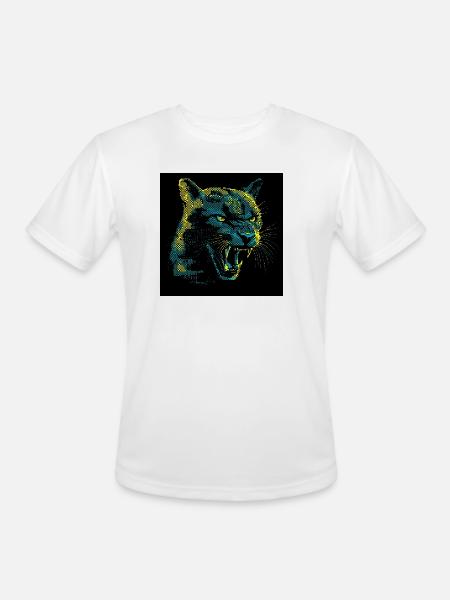 Neon Halftone Cat Roar - Men's Moisture Wicking Performance T-Shirt - white