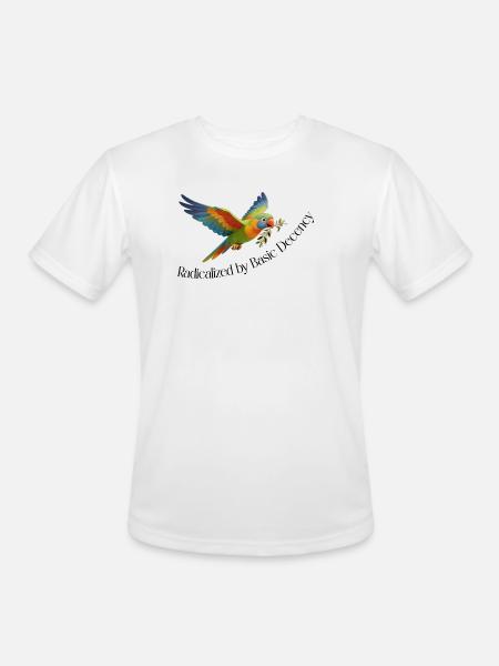 RADICALIZED BY BASIC DECENCY - Men's Moisture Wicking Performance T-Shirt - white