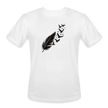 Midnight Feather and Birds Silhouette - Men's Moisture Wicking Performance T-Shirt - white - Front - Jackson (183cm)
