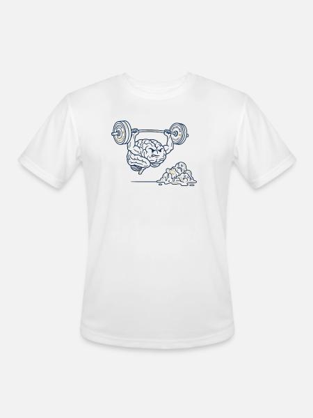 Brain Gains Lifting Weights - Men's Moisture Wicking Performance T-Shirt - white