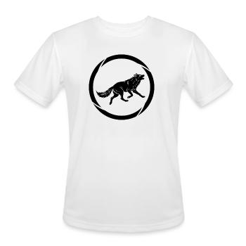 Howling Wolf Circle Silhouette - Men's Moisture Wicking Performance T-Shirt - white - Front - Jackson (183cm)