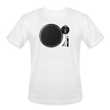 Sleek Minimalist Vinyl Turntable - Men's Moisture Wicking Performance T-Shirt - white - Front - Jackson (183cm)