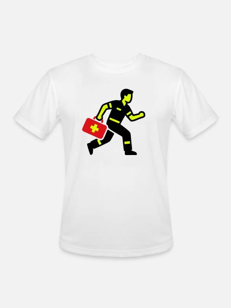 Paramedic Running First Aid Kit - Men's Moisture Wicking Performance T-Shirt - white