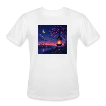 Moonlit Lantern Over Purple Harbor - Men's Moisture Wicking Performance T-Shirt - white - Front - Jackson (183cm)