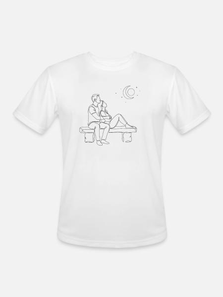 Moonlit Bench Romance - Men's Moisture Wicking Performance T-Shirt - white