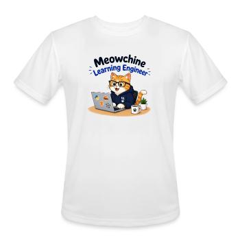 Meowchine Learning Engineer - Men's Moisture Wicking Performance T-Shirt - white - Front - Jackson (183cm)