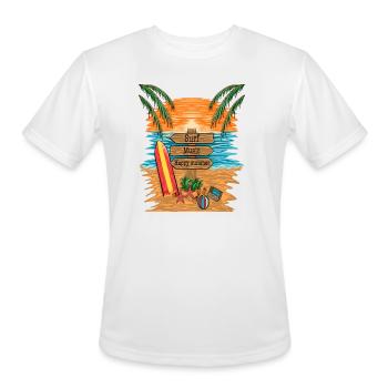 Surf Music Happy Summer Beach  - Men's Moisture Wicking Performance T-Shirt - white - Front - Jackson (183cm)
