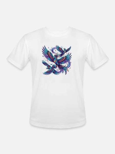 Fantastical birds in flight - Men's Moisture Wicking Performance T-Shirt - white